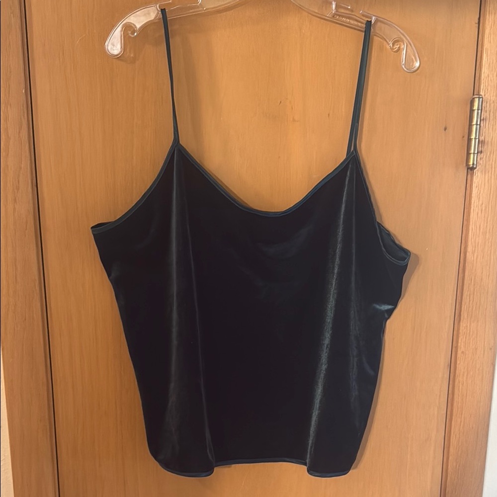 Inner Most Women’s Vintage Velvet Cami Tank Top Forest Green Size XL